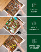 Silverware Drawer Organizer, Brown Bamboo (9 Slots)-2