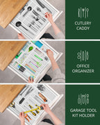Silverware Drawer Organizer, White (9 Slots)-2
