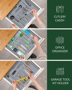 Silverware Drawer Organizer, Gray (9 Slots)-3