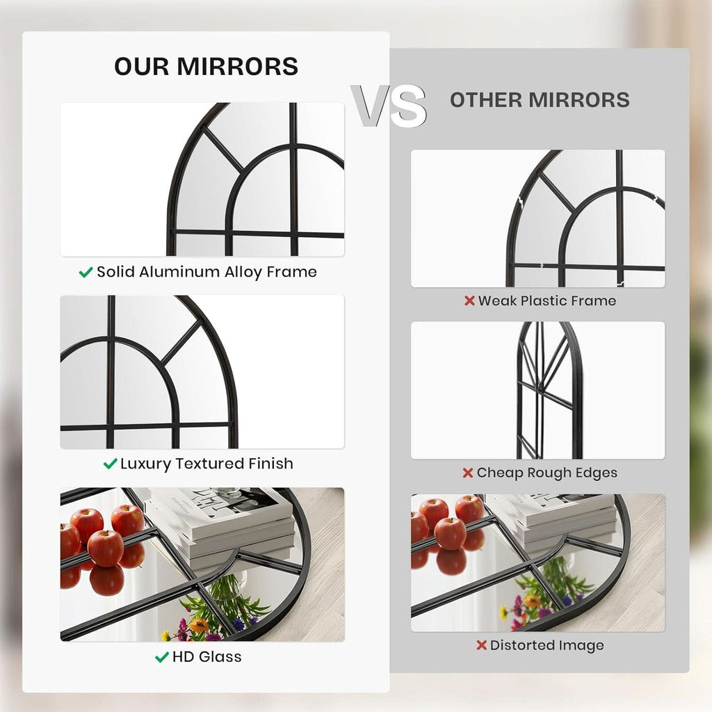 Elegant Arched Windowpane 71x30 Full Length Mirror Black-4