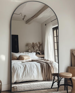 81-Inch Matte Black Arched Full-Length Floor Mirror-0