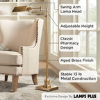 Aged Brass Adjustable Floor Lamp Swingarm Industrial-2