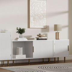 65 Inch TV Stand White Oak Entertainment-3
