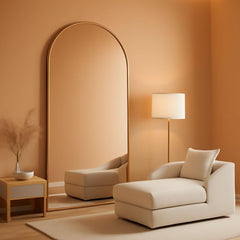Arched Full Length Mirror, 70"X26" Free Standing Floor Mirror, Modern Full Body Mirrors with Stand, Wall Mirrors with Aluminum Alloy Frame for Bedroom,Living Room, Gold-0