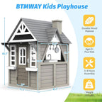 Kids Outdoor Playhouse Cedar Gray Weather Resistant-2