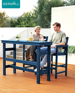 Adirondack Outdoor Bar Table And Chairs Set Blue-3