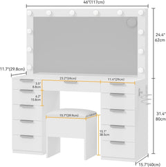 Premium Makeup Vanity With Illuminated Mirror Eleven Drawers-4