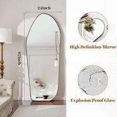 67x24 Oversized Diamond Floor Mirror Black Aluminum-4