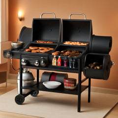 Combo Grill With Offset Smoker 1020 Square In Cooking Area-4
