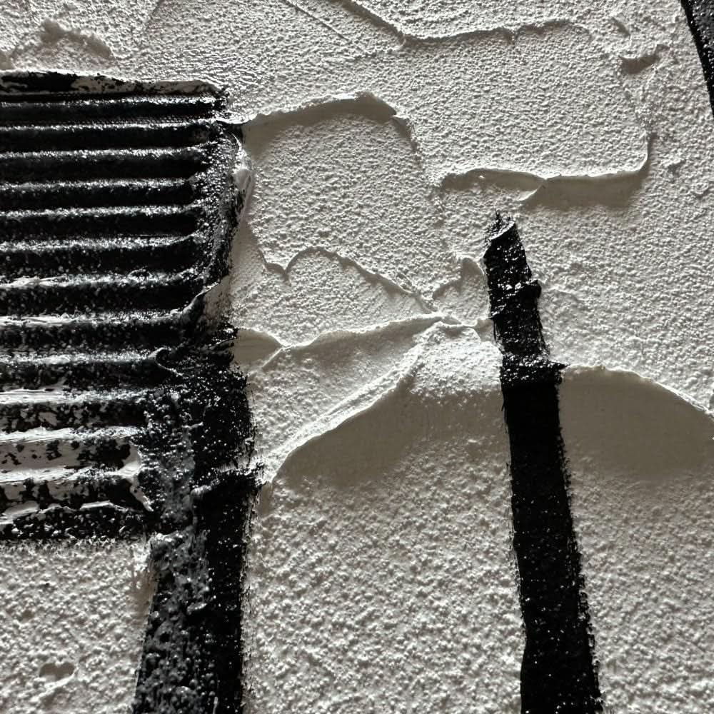 Hand crafted Black White Textured Oversized Wall Art-2