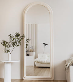 Arched Freestanding Floor Mirror 63x24 Inches White-3