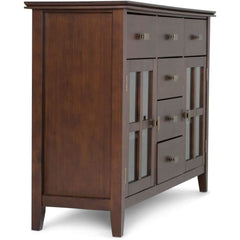 Pine Wood Sideboard Buffet Russet Brown Adjustable Shelves-4
