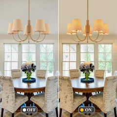 Antique Brass Boho Rattan Chandelier Pendant Dimmable-3
