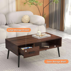 Timeless Walnut Coffee Table With Generous Storage-3