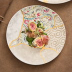 Silk Brocade Gold-Thread Shallow Plate — Artisanal Porcelain-1