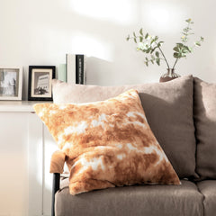 DaDa Bedding Amber Orange Brown Faux Fur Pillow Cover
