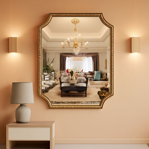 30 X 40 Inch Wall Mirror With Antique Gold Beaded Frame-0