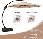 11ft Cantilever Umbrella With Base Champagne Aluminum Outdoor Patio Shade Durable Frame-1