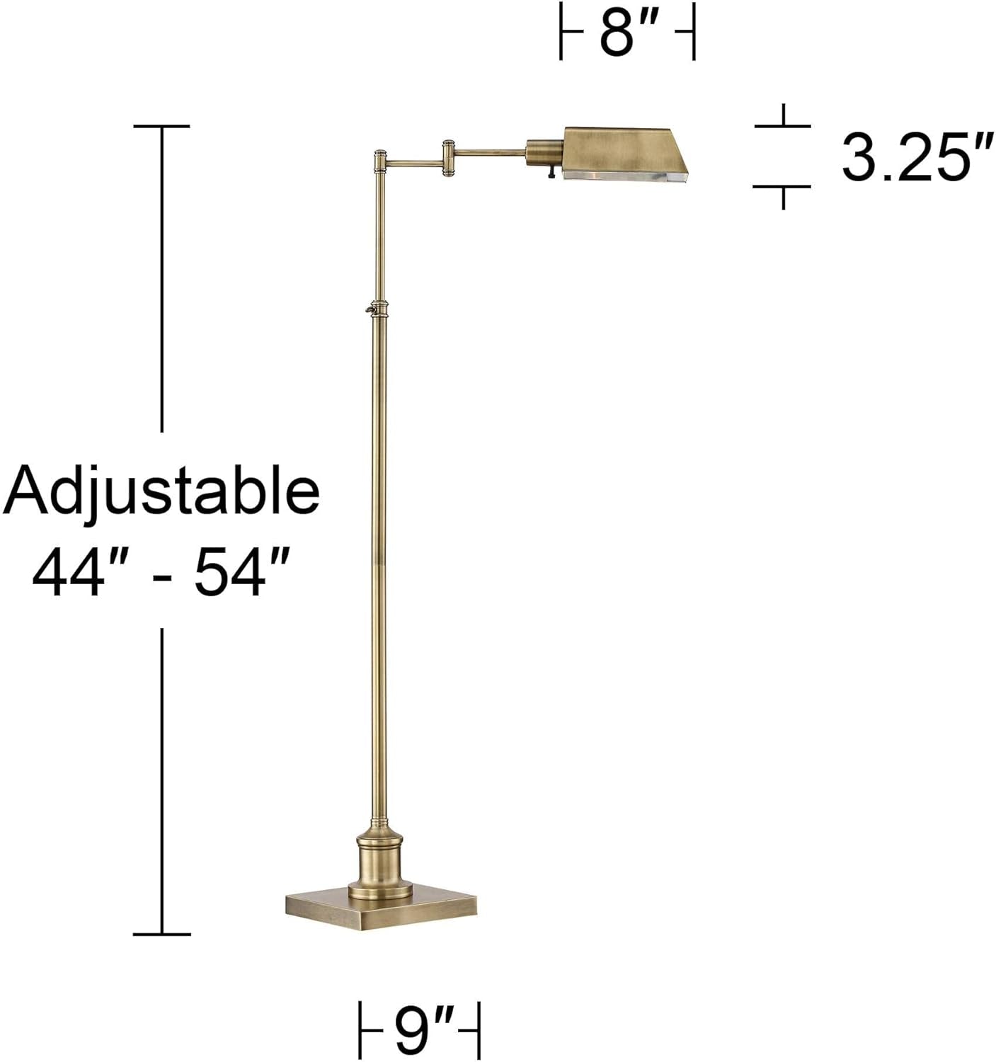 Aged Brass Adjustable Floor Lamp Swingarm Industrial-3