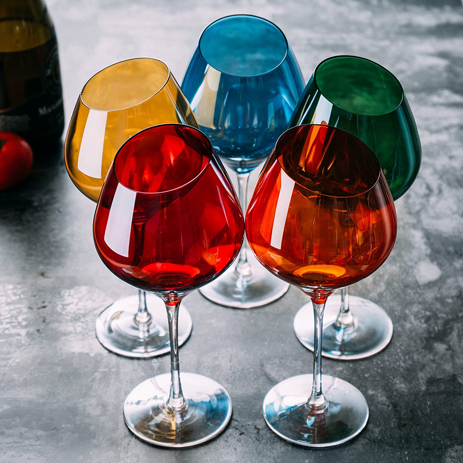 Slanted Rim Colored Wine Glasses – Set of 5-2