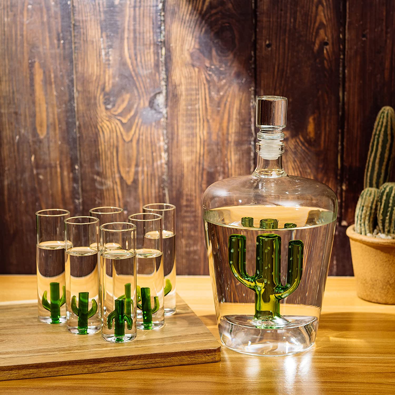 Tequila Decanter Set with Cactus Decanter (Cactus)-1