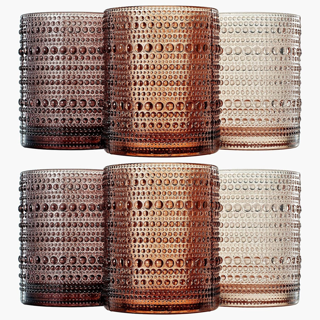 Hobnail Drinking Glasses, Venus Colors Beaded Tumbler | Set of 6-0