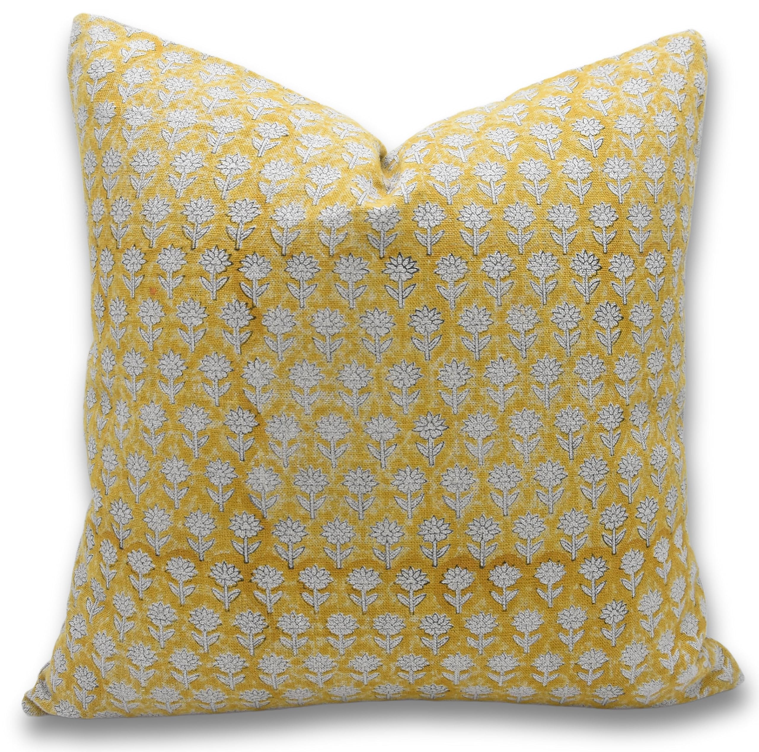 Handmade Block Print 16x16 Pillow Thick Linen FWR