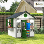 Outdoor Wooden Cottage Playhouse With Planter Boxes-1
