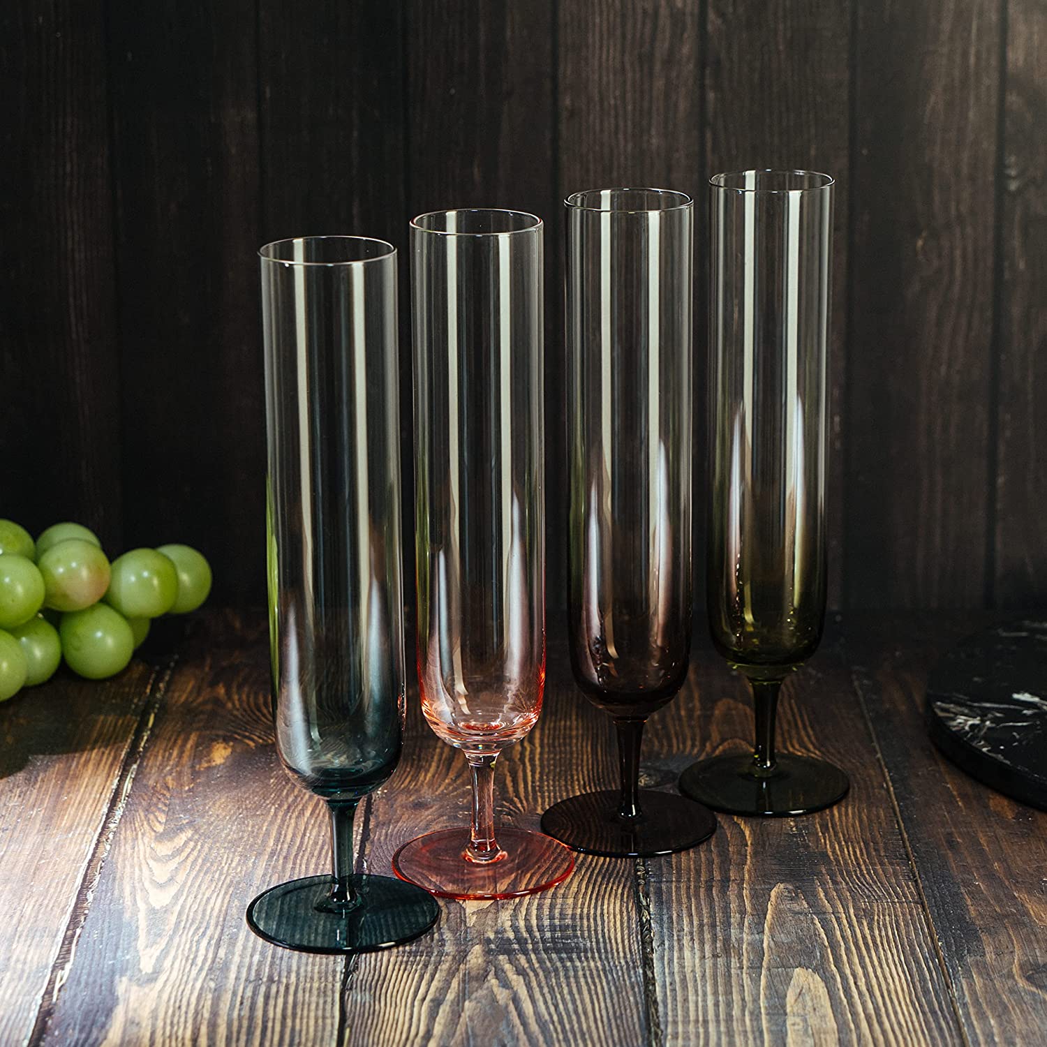 Multicolored Beautiful Champagne Flutes 10" Stemmed - 4 Set-3
