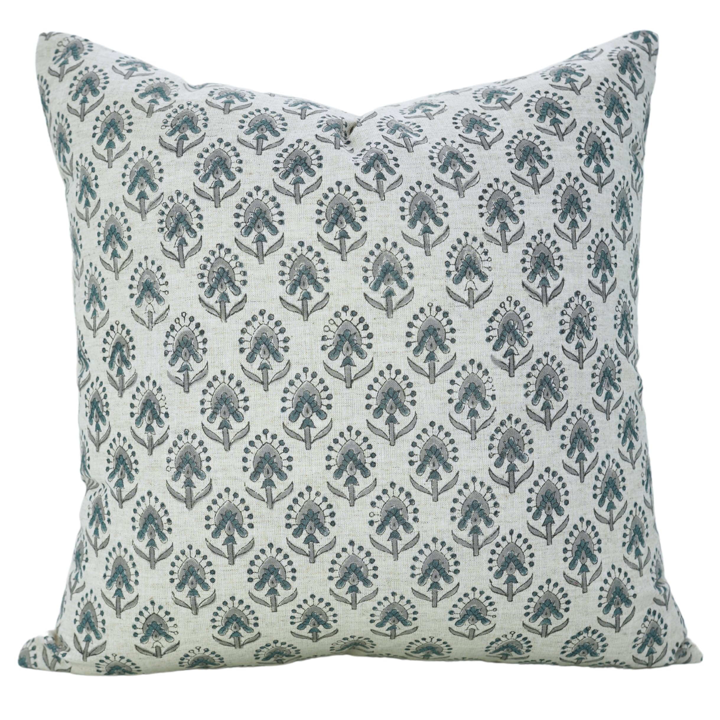 "GURU 16x16 Block Print Viscose Linen Brown Pillow Cover"
