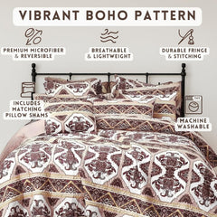 DaDa Bedding Majestic Oriental Kilim Bedspread - Royal Persian Traditional Design Intricate Ornate Ornament Print Coverlet w/ Shams-1