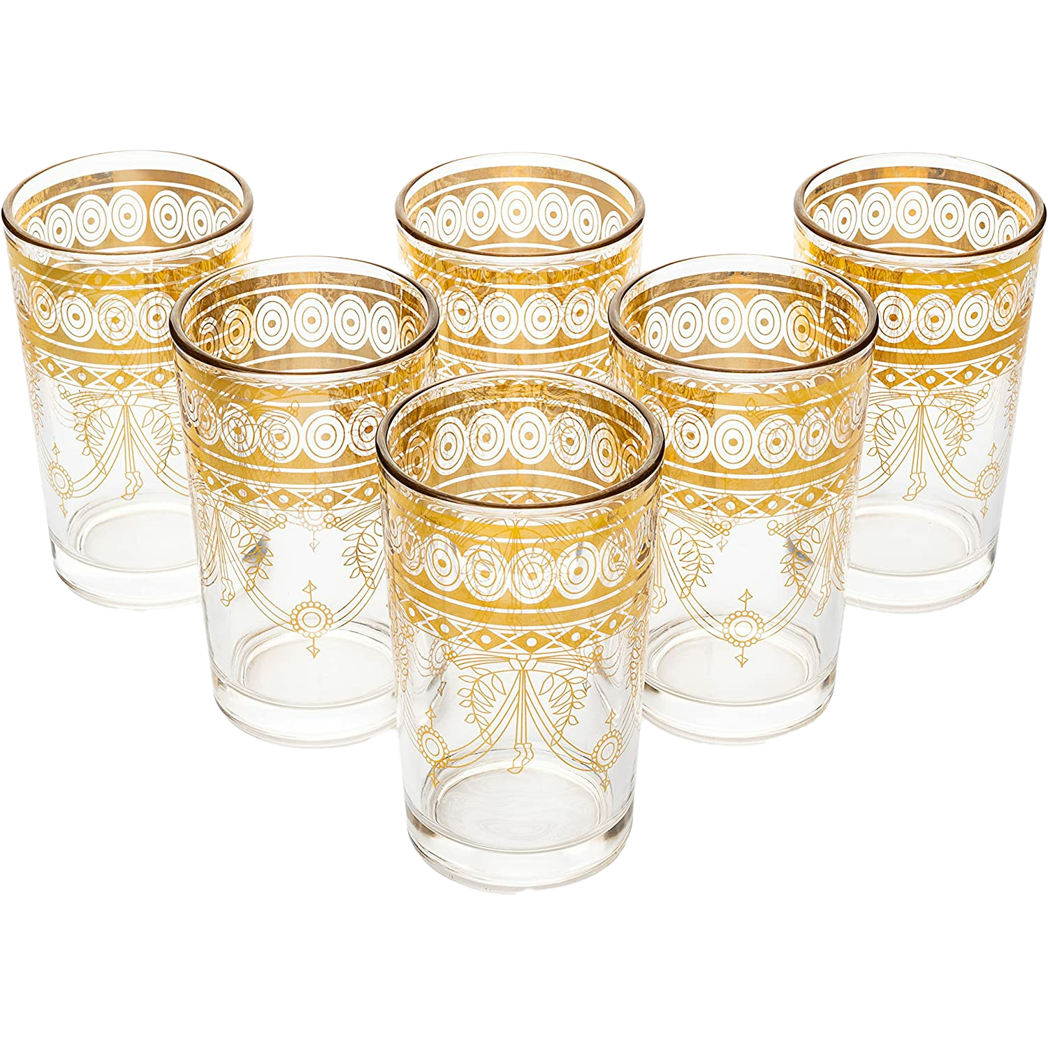 Gold Moroccan Glasses Artisan Hand-Made Multipurpose 220 ml