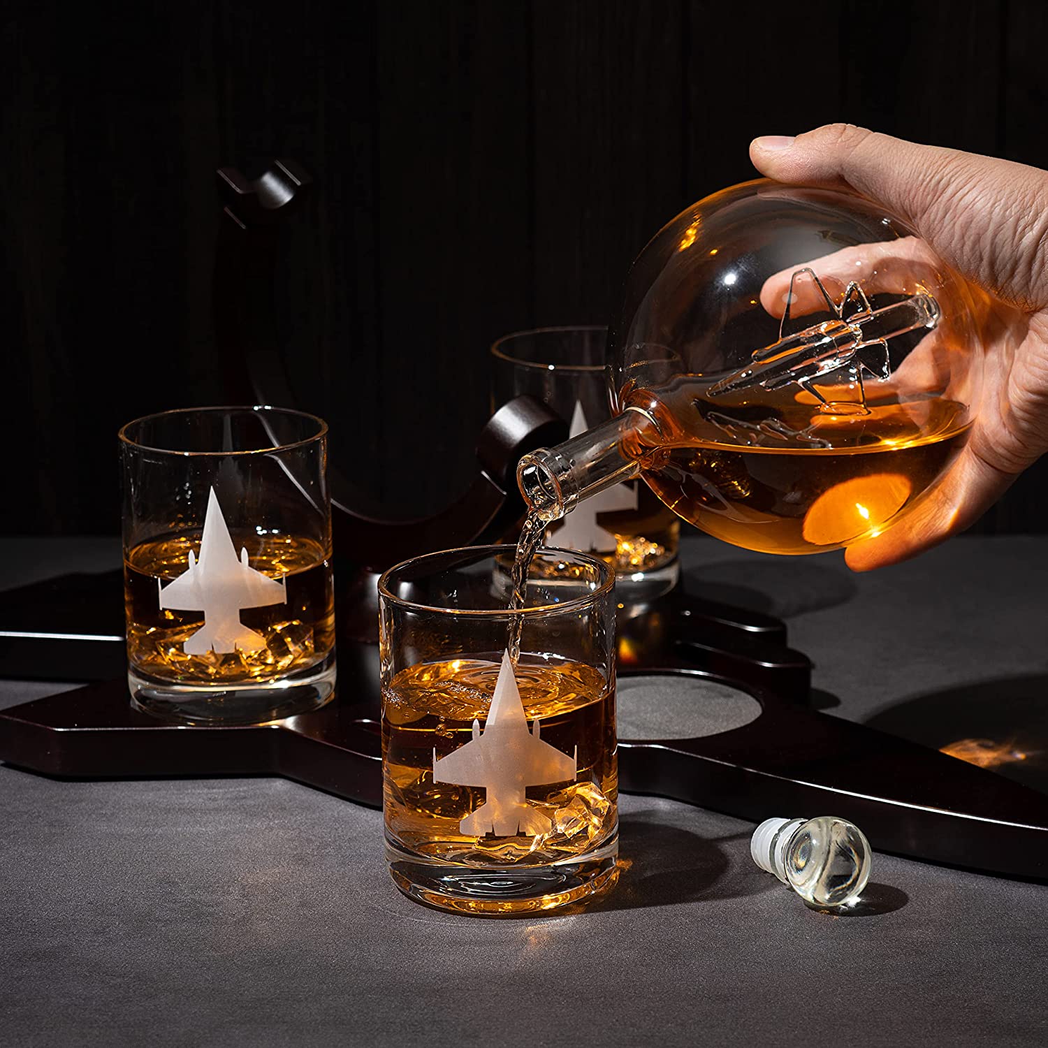 Fighter Jet Wine & Whiskey Decanter Set