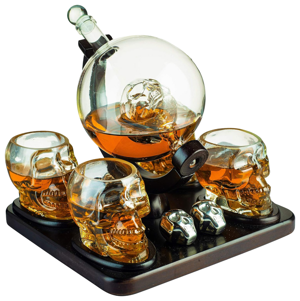 Skull Skeleton Wine & Whiskey Globe Decanter Set 850 mL-0