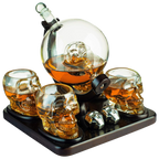 Skull Skeleton Wine & Whiskey Globe Decanter Set 850 mL-0