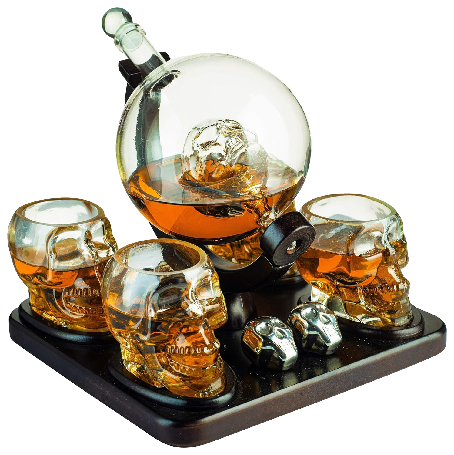 Skull Skeleton Wine & Whiskey Globe Decanter Set 850 mL-0