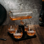 Wine & Whiskey Decanter Set 1100ml with 4 Whiskey Glasses-3