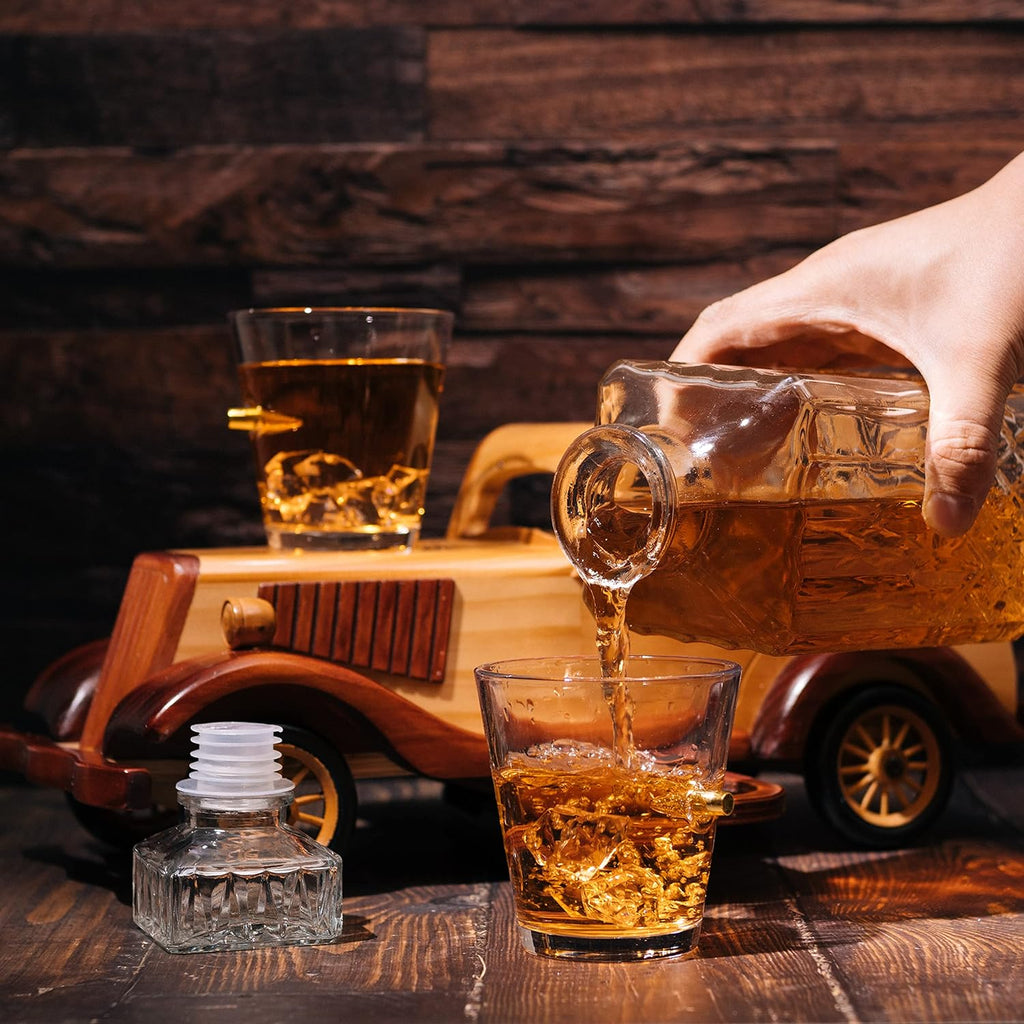 Old Fashioned Car Whiskey Decanter Set, Very Large 15" x 13" x 7" 750ml-1