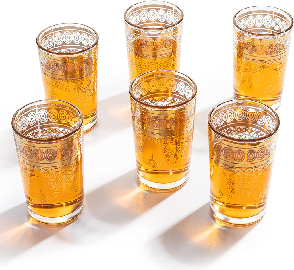 Gold Moroccan Glasses Artisan Hand-Made Multipurpose 220 ml