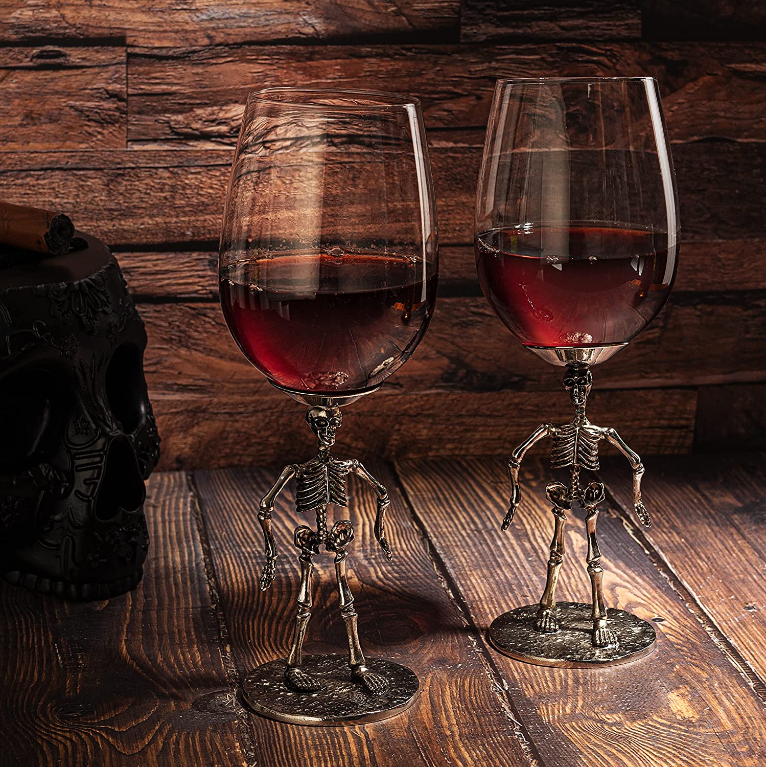 Stemmed Skeleton Wine Glass Set of 2