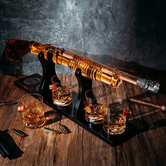 Shotgun Whiskey Decanter Set - 800 ml & 4 12oz Bullet Glasses-3