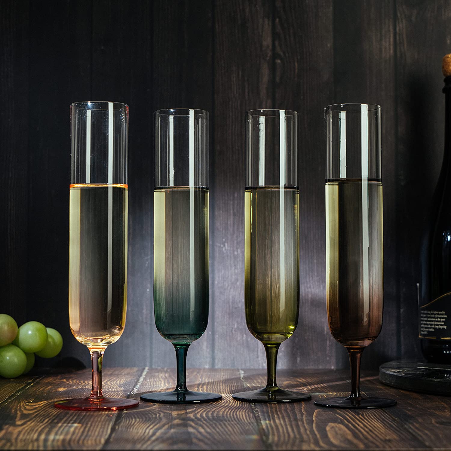 Multicolored Beautiful Champagne Flutes 10" Stemmed - 4 Set-2