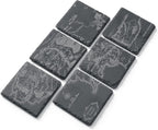 Middle Earth Map Coasters Set of 6 - Fantasy Slate Drink Coasters-3