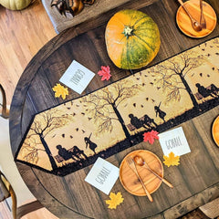 DaDalogy Autumn Birds Family Gathering Woven Tapestry Dining Table Runner (18198)-3