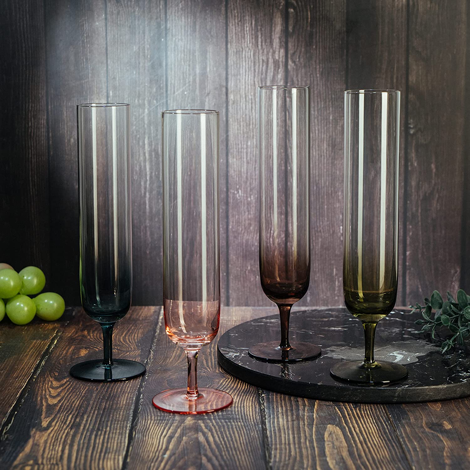 Multicolored Beautiful Champagne Flutes 10" Stemmed - 4 Set-1