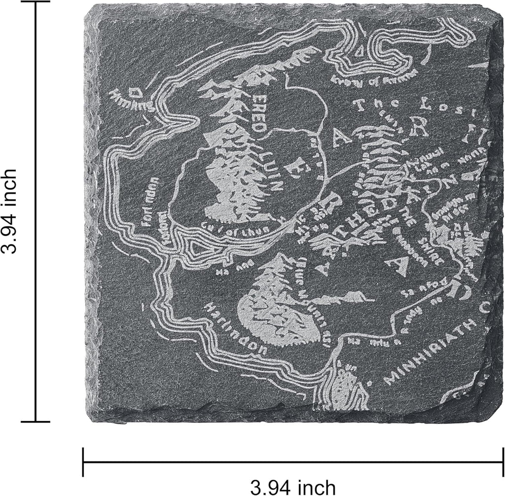 Middle Earth Map Coasters Set of 6 - Fantasy Slate Drink Coasters-4