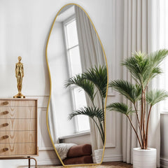68 Inch Full Length Floor Standing Mirror Gold Frame-1
