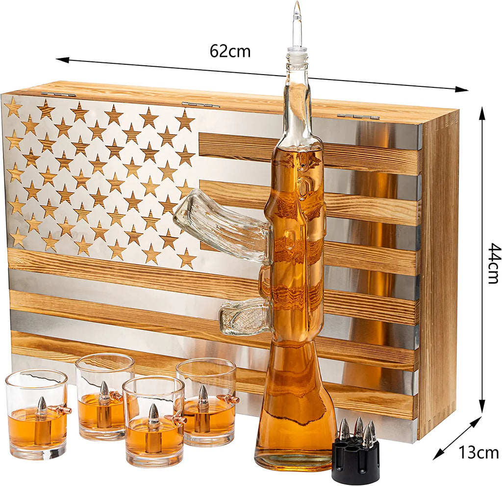 Gun Whiskey Decanter Set - SKF1801 - 8 Bullet Whiskey Chillers-2