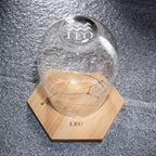 Set of 2 Zodiac Sign Wine Glasses with 2 Wooden Coasters (Leo)