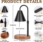 Black Candle Warmer Lamp Featuring Programmable Timer